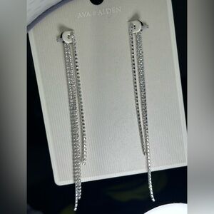 Ava & Aiden Silver Crystal Threader Earrings